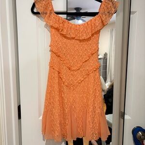 Oh Polly Vibrant Orange Lace Dress